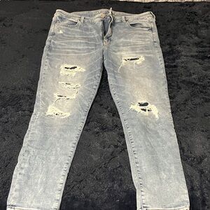 American Eagle Outfitters Ripped Light Blue Jeggings